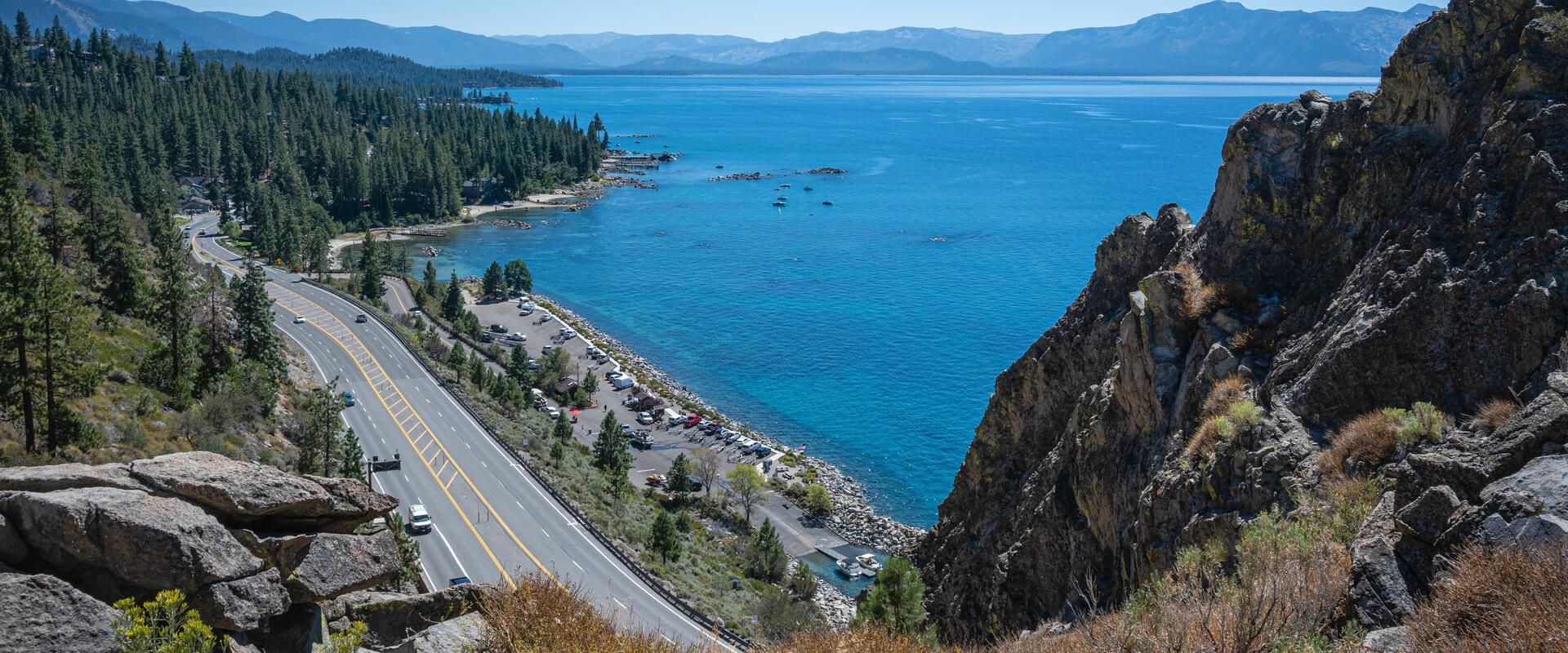 View from top of Cave Rock Lake Tahoe