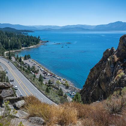 View from top of Cave Rock Lake Tahoe