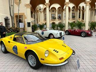 Italian automotive history on display during the event, a 1955 Lancia Aurelia B24S Spider America, a 1950 Maserati A6GCS 2000 'Monofaro' by Fantuzzi and a 1972 Ferrari Dino 246 GTS. (PRNewsfoto/Mille Miglia)