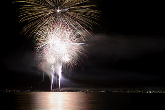 4th of July fire works over the lake.