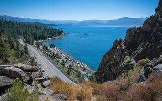 View from top of Cave Rock Lake Tahoe