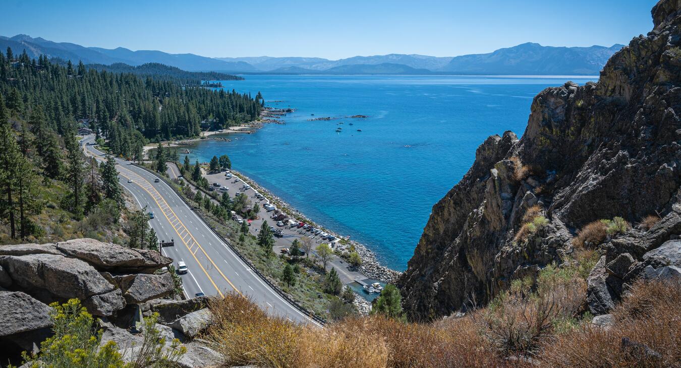 View from top of Cave Rock Lake Tahoe